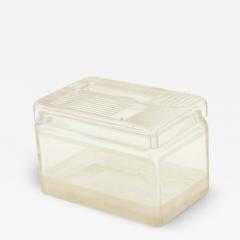 French Art Deco Frosted Geometric Design Lidded Glass Box - 4222083