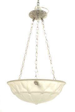 French Art Deco Frosted Glass Bowl Pendant Chandelier - 917903