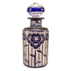 French Art Deco Frosted Glass Floral Perfume Bottle - 4709534