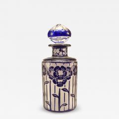 French Art Deco Frosted Glass Floral Perfume Bottle - 4709595