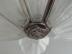 French Art Deco Geometric Six Panel Chandelier - 3941452