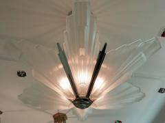 French Art Deco Geometric Six Panel Chandelier - 3941455