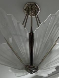 French Art Deco Geometric Six Panel Chandelier - 3941457