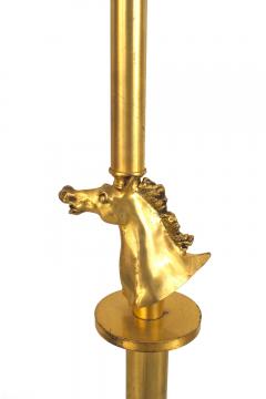 French Art Deco Gilt Bronze Horse Head Floor Lamp - 4640144