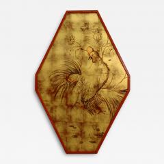 French Art Deco Gilt Rooster and Floral Wall Panel - 4694641