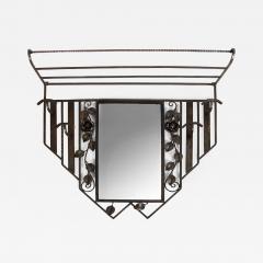 French Art Deco Iron Mirror Coat Rack circa 1930 - 4504215