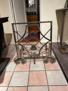 French Art Deco Iron Steel Andirons High Quality Pair - 2091966