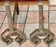 French Art Deco Iron Steel Andirons High Quality Pair - 2091967