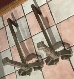 French Art Deco Iron Steel Andirons High Quality Pair - 2091969