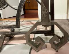 French Art Deco Iron Steel Andirons High Quality Pair - 2091970