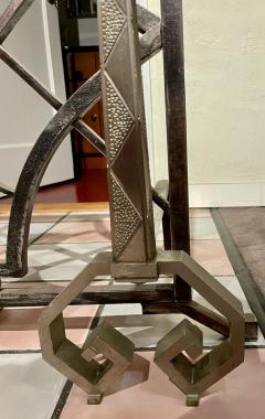 French Art Deco Iron Steel Andirons High Quality Pair - 2091971