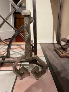 French Art Deco Iron Steel Andirons High Quality Pair - 2091972