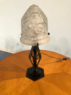 French Art Deco Lamp in Thick Molded Glass 1950s - 2599858