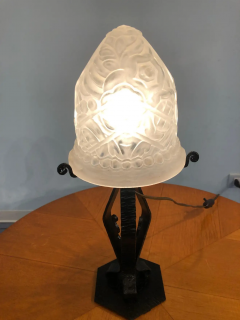 French Art Deco Lamp in Thick Molded Glass 1950s - 2599864