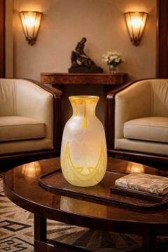 French Art Deco Legras Cameo Glass Vase in Opaline with Amber Overlay - 4510042