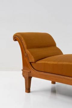 French Art Deco Lounge Chair in Orange Silk Satin - 3677991