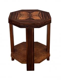 French Art Deco Macassar and Burl Walnut Octagonal Occasional Table - 4684115