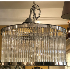 French Art Deco Machine Age Glass Rod Light Fixture Chandelier - 1913842