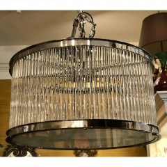 French Art Deco Machine Age Glass Rod Light Fixture Chandelier - 1913845