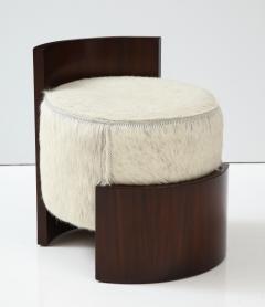 French Art Deco Mahogany Stool with Back - 2643644