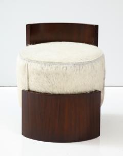 French Art Deco Mahogany Stool with Back - 2643645