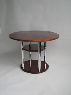 French Art Deco Mahogany and Chrome Gueridon - 395783