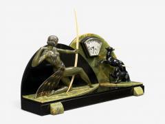 French Art Deco Mantel Clock Marble Onyx Gilt France 1930s - 4660148