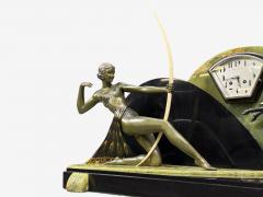 French Art Deco Mantel Clock Marble Onyx Gilt France 1930s - 4660149