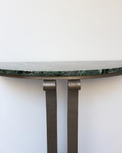 French Art Deco Marble Console with a Hammered wrought Iron Pedestal - 2004728