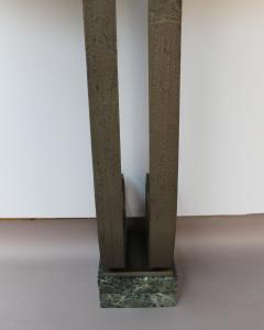 French Art Deco Marble Console with a Hammered wrought Iron Pedestal - 2004746