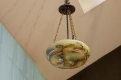 French Art Deco Marble Glass Pendant - 2534049