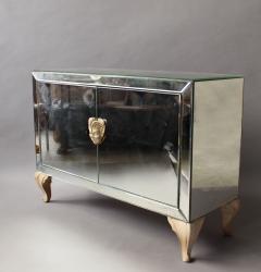 French Art Deco Mirrored Buffet or Commode with Wooden Legs and Handles - 431246