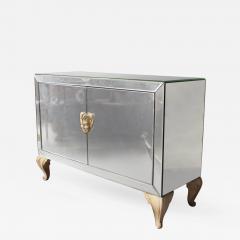 French Art Deco Mirrored Buffet or Commode with Wooden Legs and Handles - 432212