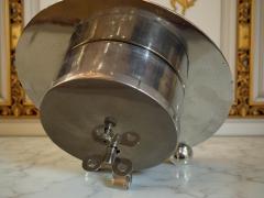 French Art Deco Modernist Clock with Mirrored Peach Glass Face circa 1930 - 4217112