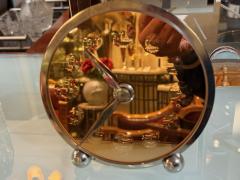French Art Deco Modernist Clock with Mirrored Peach Glass Face circa 1930 - 4217114