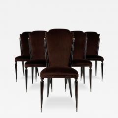 French Art Deco Modernist Dining Chairs A Set of 6 1950s - 3993501