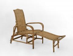 French Art Deco Natural Wicker and Bentwood Adjustable Back Chaise - 633137