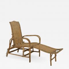 French Art Deco Natural Wicker and Bentwood Adjustable Back Chaise - 635031