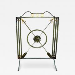 French Art Deco Neoclassical Style Wrought Iron Fireplace Screen with Arrows - 4508159