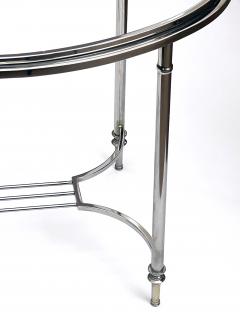 French Art Deco Nickel plated Oval Side Table in the Style of Maison Jansen - 3113287