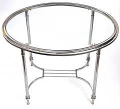 French Art Deco Nickel plated Oval Side Table in the Style of Maison Jansen - 3113288