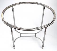 French Art Deco Nickel plated Oval Side Table in the Style of Maison Jansen - 3113290