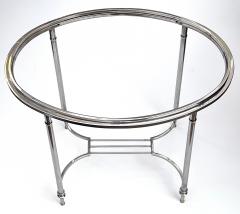 French Art Deco Nickel plated Oval Side Table in the Style of Maison Jansen - 3113293