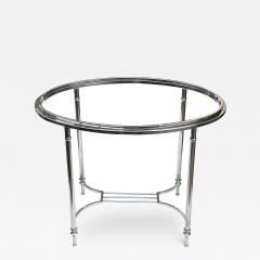 French Art Deco Nickel plated Oval Side Table in the Style of Maison Jansen - 3116904