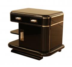 French Art Deco Nightstands Black Lacquer and Chrome - 874815