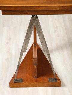 French Art Deco Oak and Steel Writing Table Desk France circa 1930 - 3362689