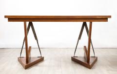 French Art Deco Oak and Steel Writing Table Desk France circa 1930 - 3362693