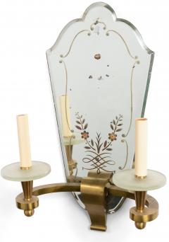 French Art Deco Ormolu and Etched Mirror Wall Sconces - 4655613