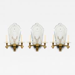 French Art Deco Ormolu and Etched Mirror Wall Sconces - 4708560