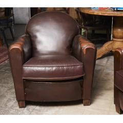 French Art Deco Pair of Leather Armchairs - 4027063